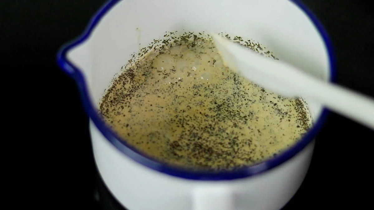 Combine the cream and Earl Grey tea leaves in a small saucepan over medium heat, stirring constantly