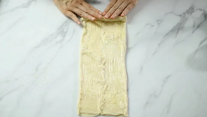 Roll up the dough from the bottom Wrap the dough in plastic wrap and refrigerate for 30 minutes to 1 hour