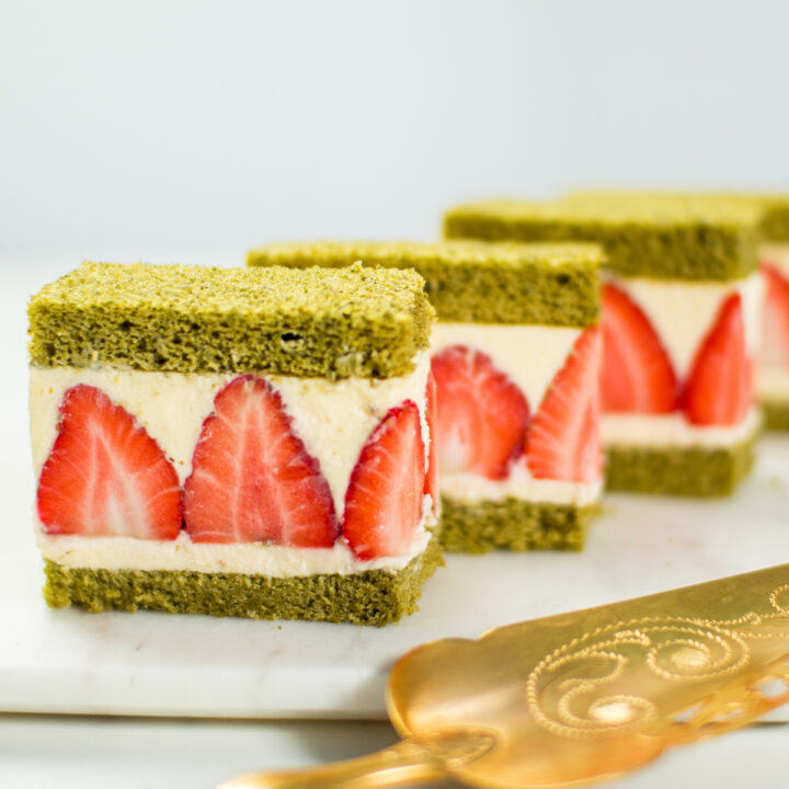 抹茶といちごのケーキ・抹茶のフレジエの作り方